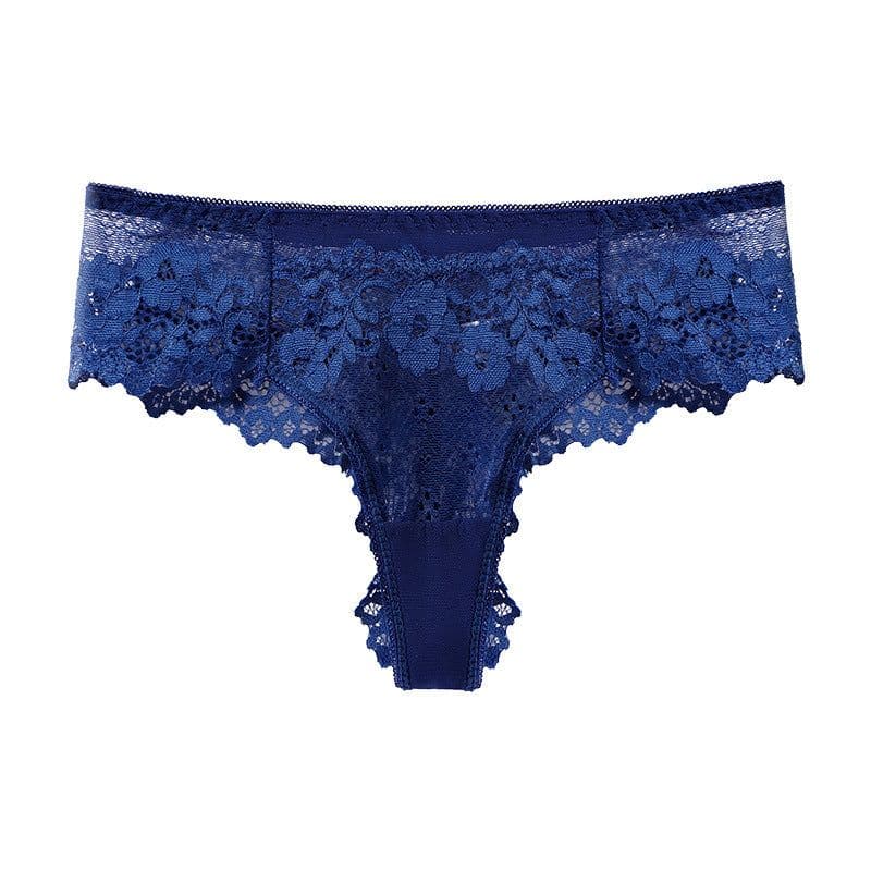 image-European and American large size lace sexy women's thong transparent mesh seamless underwear women's cotton crotch girl t-pants