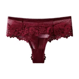 image-European and American large size lace sexy women's thong transparent mesh seamless underwear women's cotton crotch girl t-pants