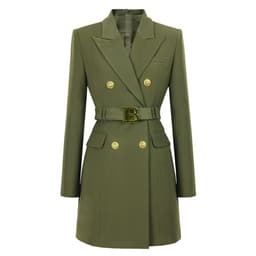 image-2023 spring and autumn new fashion high-end solid color belt long-sleeved slim temperament commuter suit dress for women in stock