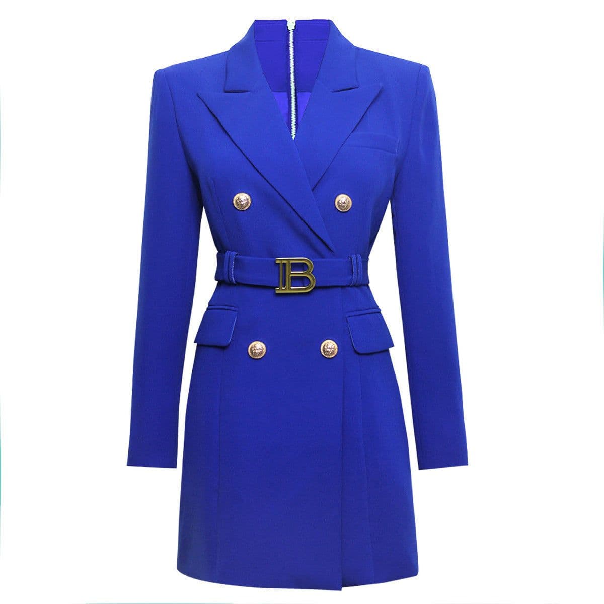image-2023 spring and autumn new fashion high-end solid color belt long-sleeved slim temperament commuter suit dress for women in stock