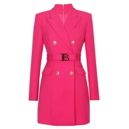 image-2023 spring and autumn new fashion high-end solid color belt long-sleeved slim temperament commuter suit dress for women in stock