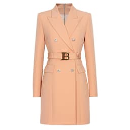image-2023 spring and autumn new fashion high-end solid color belt long-sleeved slim temperament commuter suit dress for women in stock