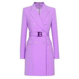 image-2023 spring and autumn new fashion high-end solid color belt long-sleeved slim temperament commuter suit dress for women in stock