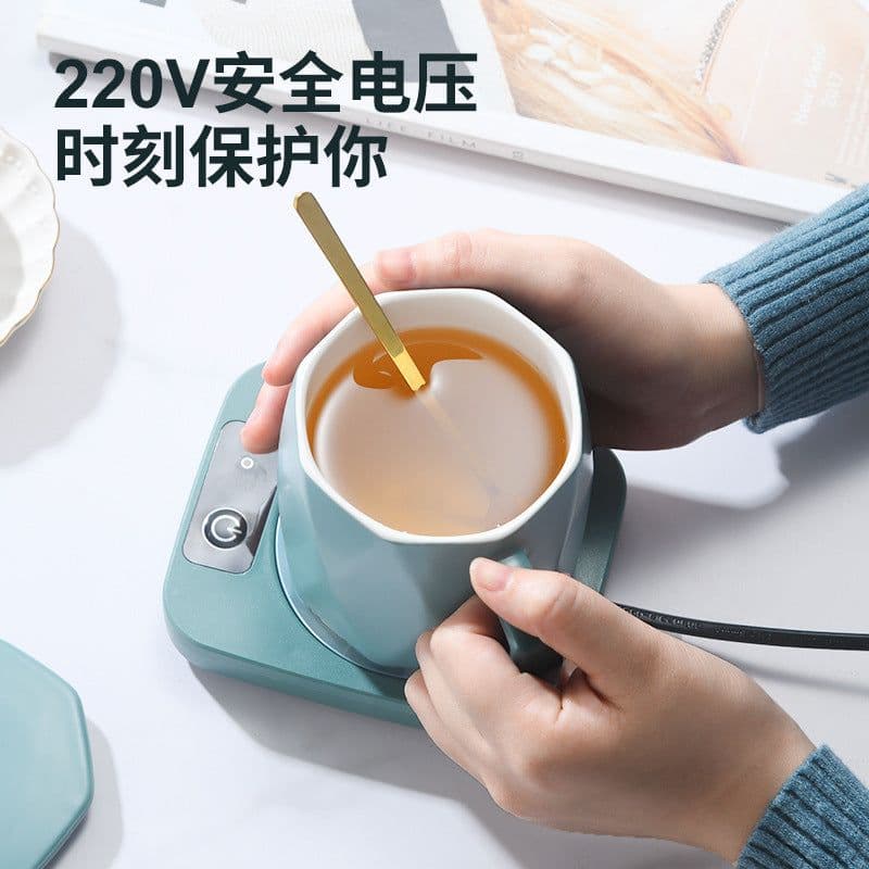 image-Thermostatic cup gift box, heated coaster, thermal insulation dish, ceramic business creative gift mug, new 55 degree warm cup
