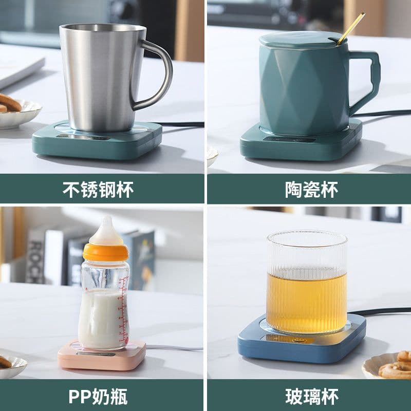 image-Thermostatic cup gift box, heated coaster, thermal insulation dish, ceramic business creative gift mug, new 55 degree warm cup
