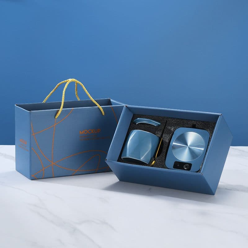 image-Thermostatic cup gift box, heated coaster, thermal insulation dish, ceramic business creative gift mug, new 55 degree warm cup