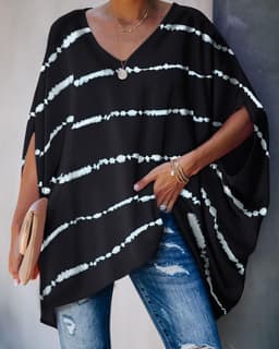 image-European and American cross-border new women's amazon wish fashion tie-dye printing hedging bat sleeve t-shirt women