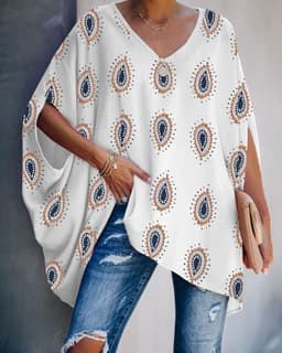 image-European and American cross-border new women's amazon wish fashion tie-dye printing hedging bat sleeve t-shirt women