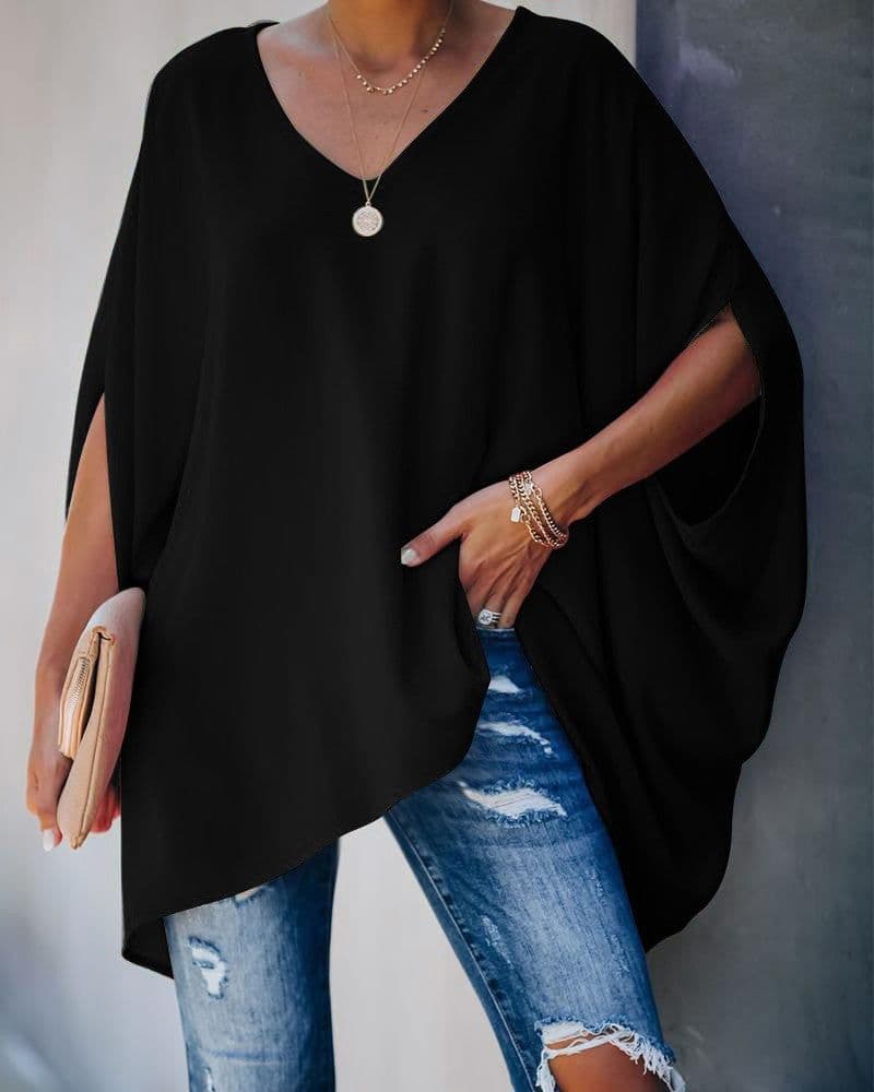 image-European and American cross-border new women's amazon wish fashion tie-dye printing hedging bat sleeve t-shirt women