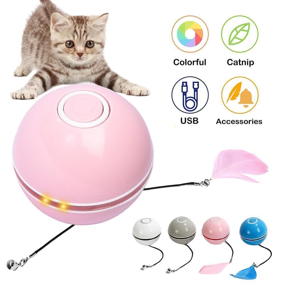 image-Pet cat toy LED luminous funny cat ball USB charging smart funny cat toy electric rolling ball