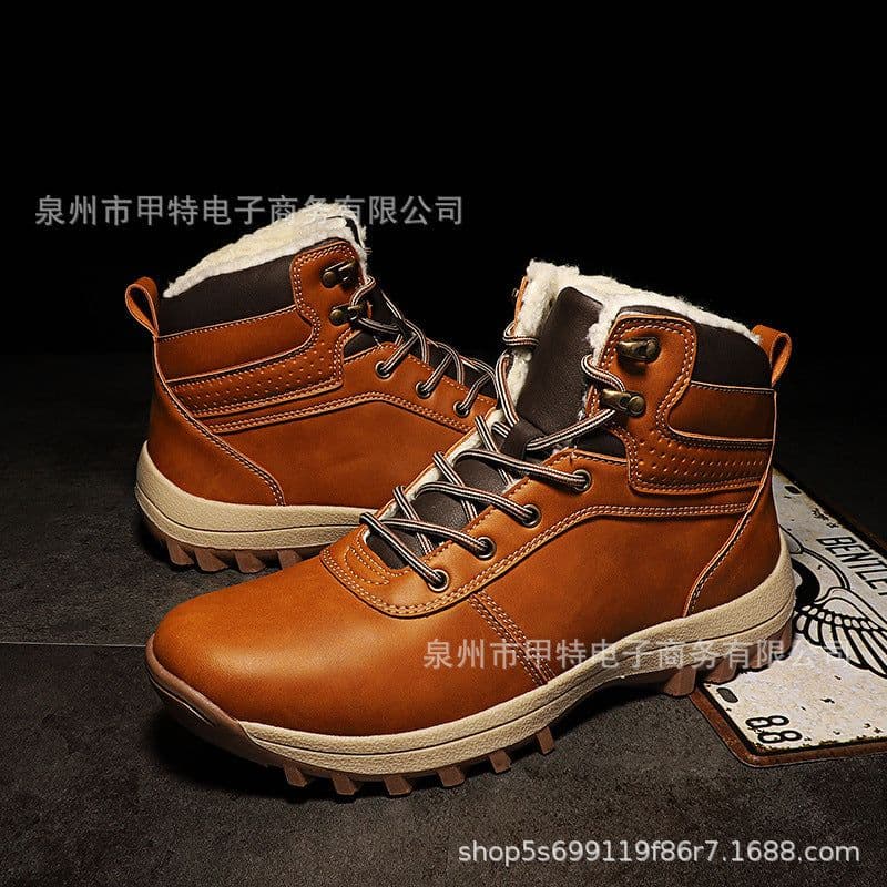 image-Cross-border winter men's velvet warm cotton shoes foreign trade large size high-top shoes short boots work boots snow boots men's shoes