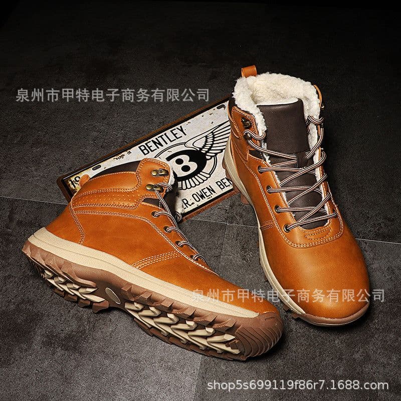 image-Cross-border winter men's velvet warm cotton shoes foreign trade large size high-top shoes short boots work boots snow boots men's shoes