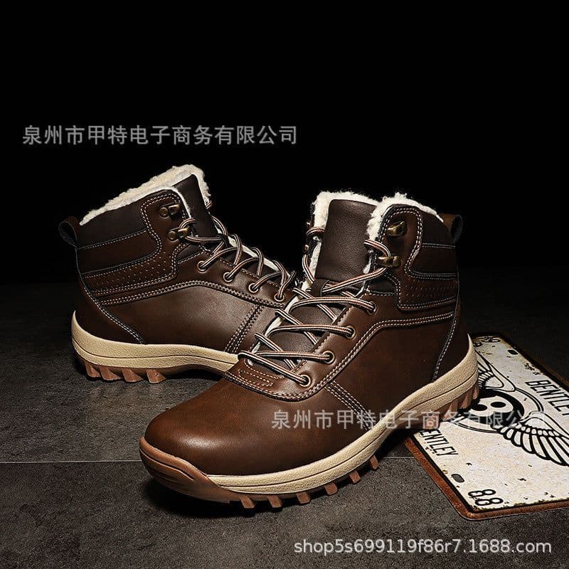 image-Cross-border winter men's velvet warm cotton shoes foreign trade large size high-top shoes short boots work boots snow boots men's shoes