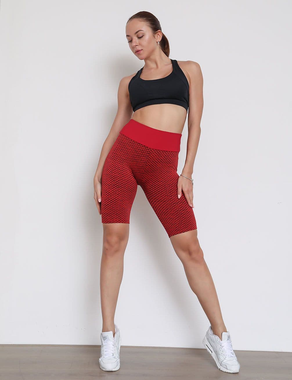 image-2021 Amazon new sports yoga five-point shorts net red high waist stretch fitness tights