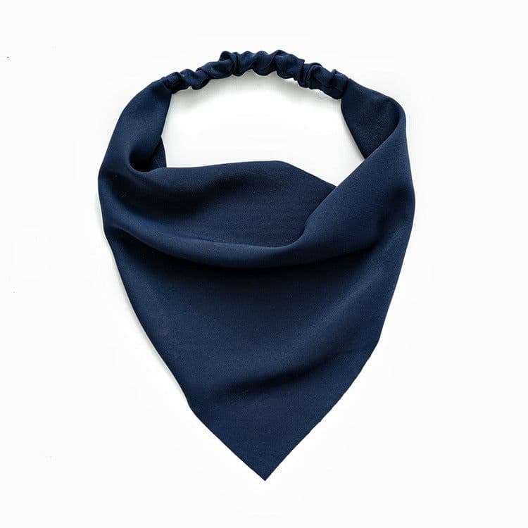 image-Cross-border new solid color chiffon triangle scarf headband European and beautiful simple elastic band headscarf three-state wild headdress