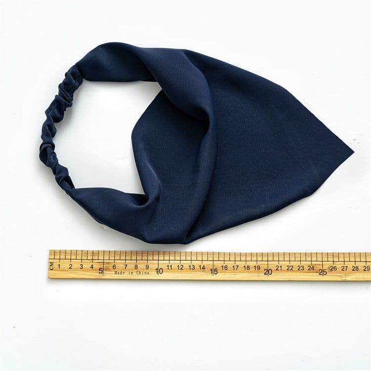 image-Cross-border new solid color chiffon triangle scarf headband European and beautiful simple elastic band headscarf three-state wild headdress