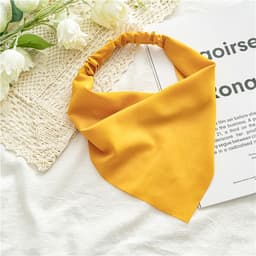 image-Cross-border new solid color chiffon triangle scarf headband European and beautiful simple elastic band headscarf three-state wild headdress