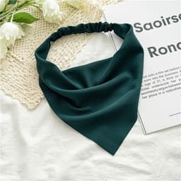 image-Cross-border new solid color chiffon triangle scarf headband European and beautiful simple elastic band headscarf three-state wild headdress