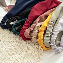 image-Cross-border new solid color chiffon triangle scarf headband European and beautiful simple elastic band headscarf three-state wild headdress