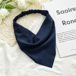 image-Cross-border new solid color chiffon triangle scarf headband European and beautiful simple elastic band headscarf three-state wild headdress