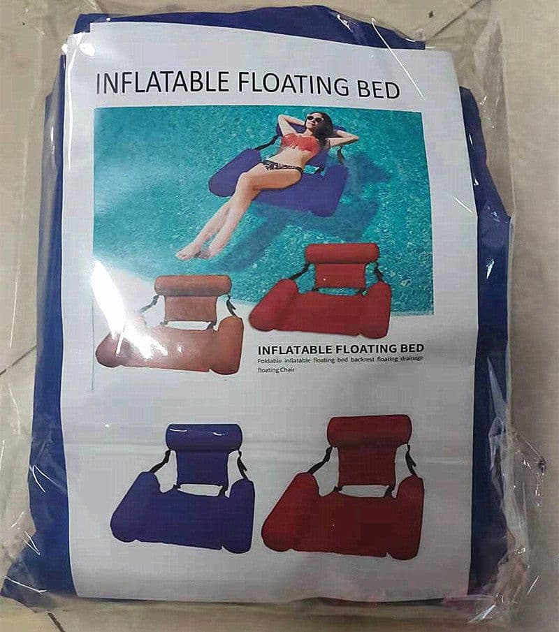 image-Inflatable recliner with net hammock foldable floating dual-purpose backrest floating row water amusement recliner floating bed sofa