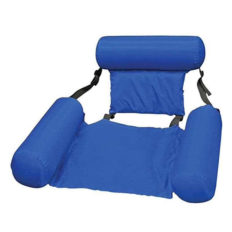 image-Inflatable recliner with net hammock foldable floating dual-purpose backrest floating row water amusement recliner floating bed sofa