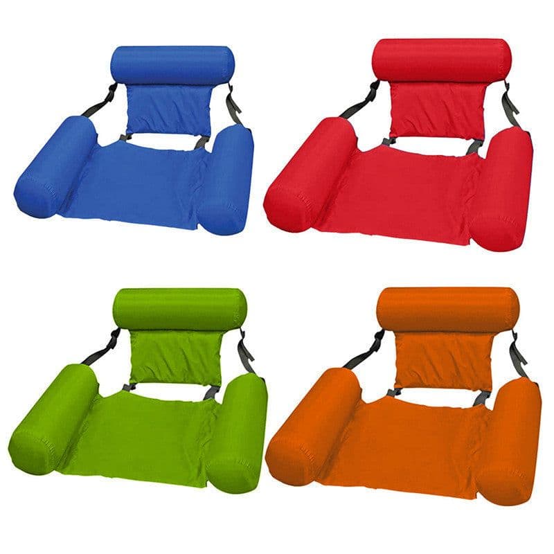 image-Inflatable recliner with net hammock foldable floating dual-purpose backrest floating row water amusement recliner floating bed sofa