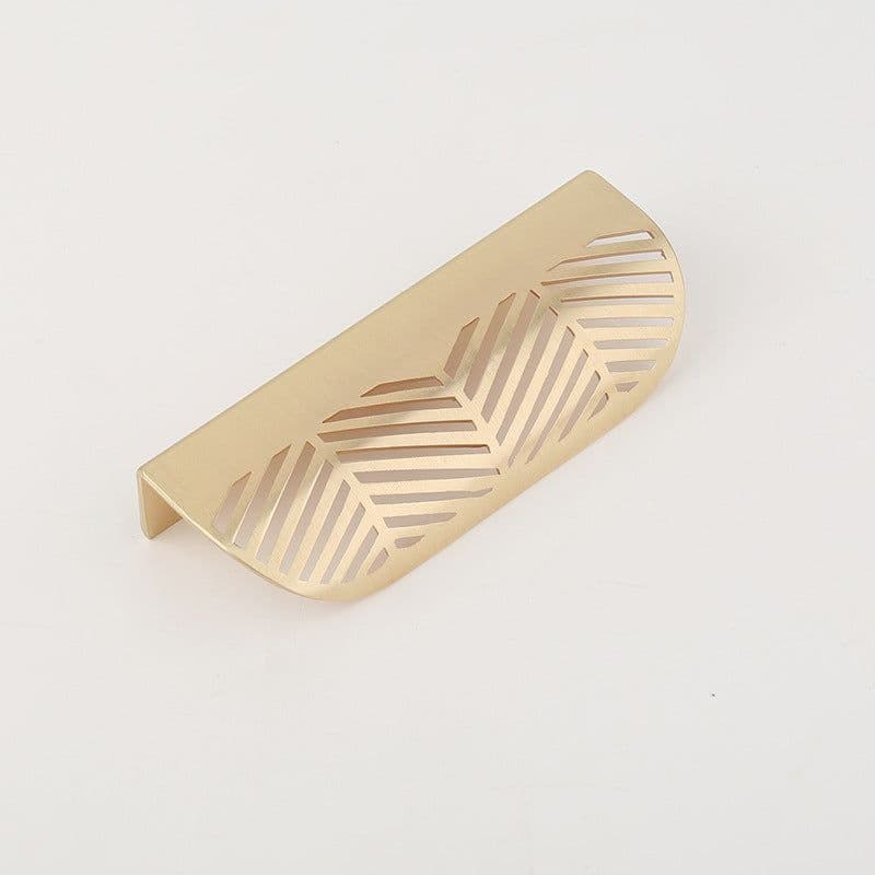 image-Source manufacturers leaf-shaped zinc alloy handles Nordic minimalist punch-free drawers zinc alloy copper wire drawing