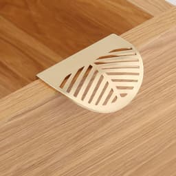 image-Source manufacturers leaf-shaped zinc alloy handles Nordic minimalist punch-free drawers zinc alloy copper wire drawing