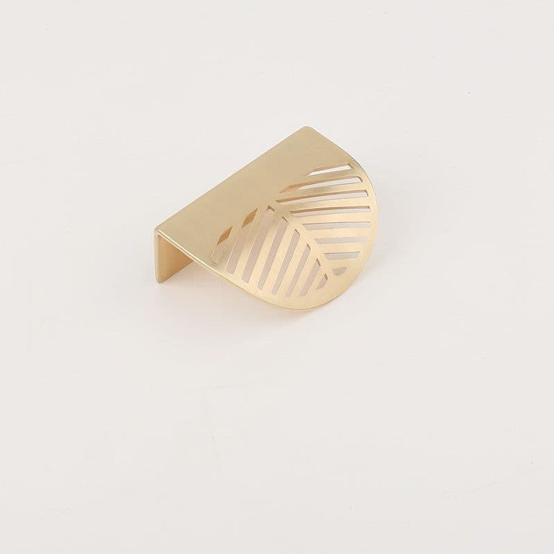 image-Source manufacturers leaf-shaped zinc alloy handles Nordic minimalist punch-free drawers zinc alloy copper wire drawing