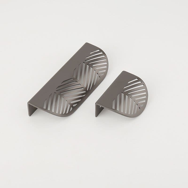 image-Source manufacturers leaf-shaped zinc alloy handles Nordic minimalist punch-free drawers zinc alloy copper wire drawing