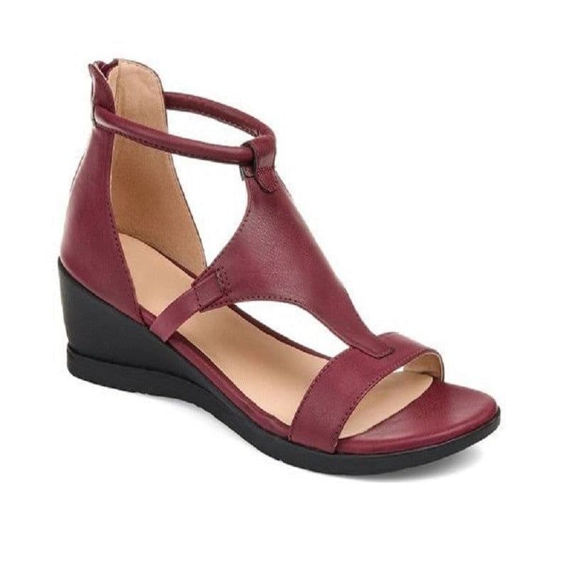 image-2021 summer new cross-border large size European and American retro simple slope with buckle women's shoes cool wish stand-alone spot