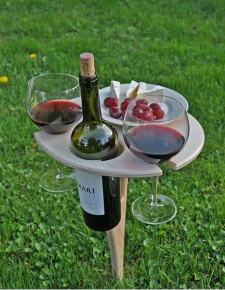 image-Outdoor Wine Table Folding Wine Rack Outdoor Lawn Wine Rack Inserted Wine Rack Effect Outside Picnic Wine Rack