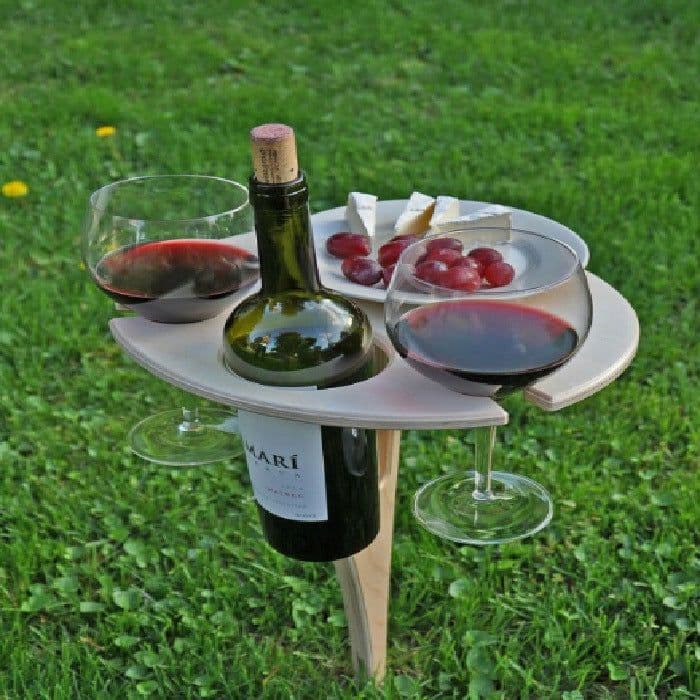 image-Outdoor Wine Table Folding Wine Rack Outdoor Lawn Wine Rack Inserted Wine Rack Effect Outside Picnic Wine Rack