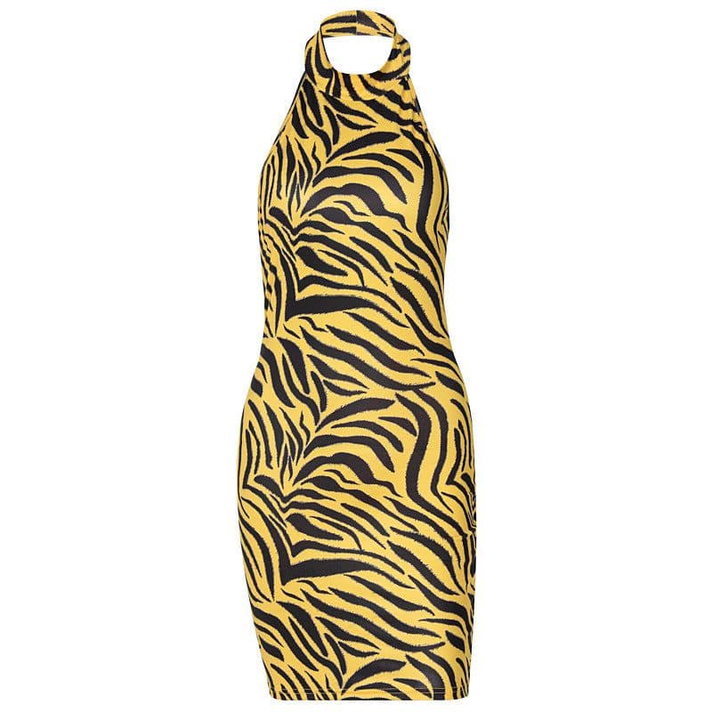 image-European and American cross-border women's clothing 2021 new spring fashion sexy printing sleeveless backless dress women's foreign trade wholesale
