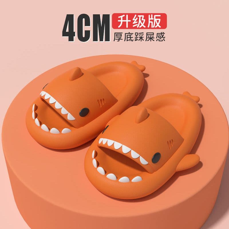 image-Thick bottom stepping on shit feeling shark slippers women's summer indoor and outdoor funny couple slippers men's home cartoon sandals