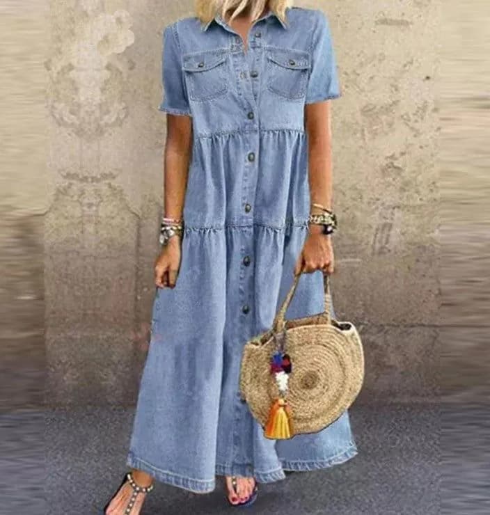 image-Amazon cross-border women's 2021 summer European and American style new splicing long skirt temperament large swing skirt thin dress