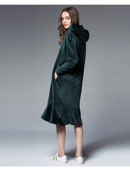 image-Jane Velvet Hooded Sweater Dress - Black XL