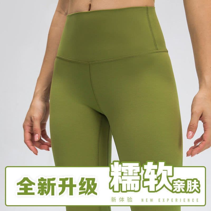 image-Autumn and winter new lulu nude yoga pants women's lulu high waist hip-lifting running tight elastic sports fitness pants