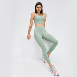 image-Autumn and winter new lulu nude yoga pants women's lulu high waist hip-lifting running tight elastic sports fitness pants