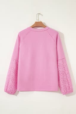 image-Pink Paisley Broderie Anglaise Long Sleeve Top