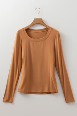 image-Laurel Green Long Sleeve Fitted Top - U-Neck
