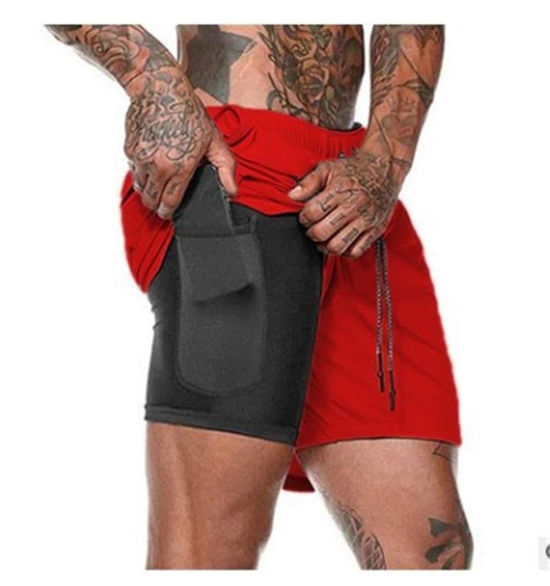 image-Foreign trade muscle brothers men's fashion trend running shorts sports leisure outdoor loose double-layer fitness pants