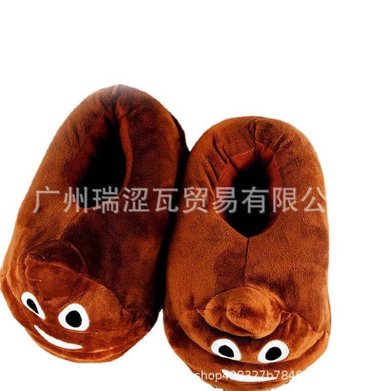 image-Poop slippers emoji expression all-inclusive cotton shoes half-cup poop cotton slippers funny men and women couples ready stock