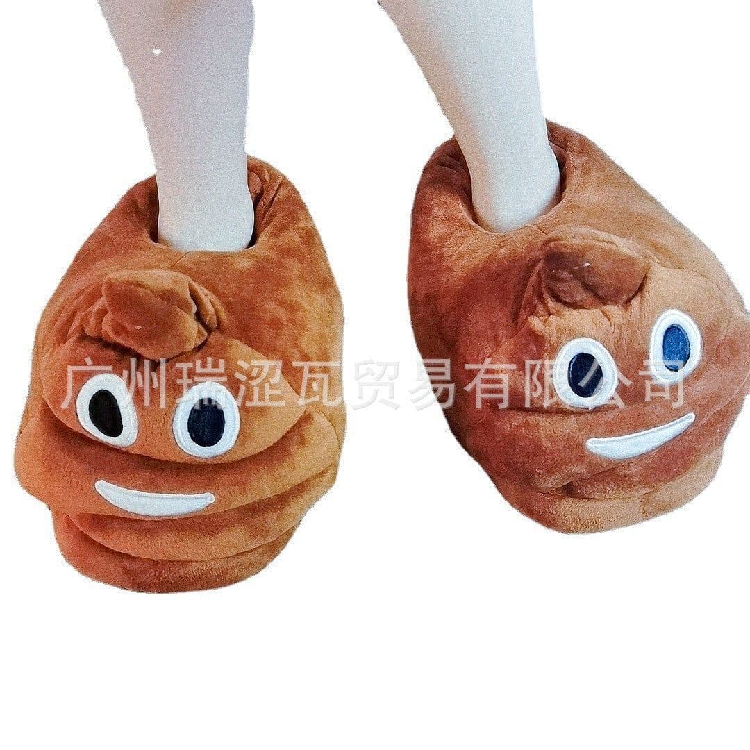 image-Poop slippers emoji expression all-inclusive cotton shoes half-cup poop cotton slippers funny men and women couples ready stock