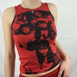 image-Amazon summer women's European and American ink avatar printing sleeveless round neck casual T-shirt women's top