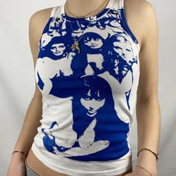 image-Amazon summer women's European and American ink avatar printing sleeveless round neck casual T-shirt women's top