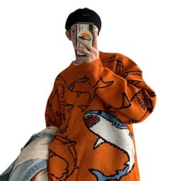 image-Sweater men's loose Korean version trend round neck sweater ins autumn and winter personality handsome pullover sweater