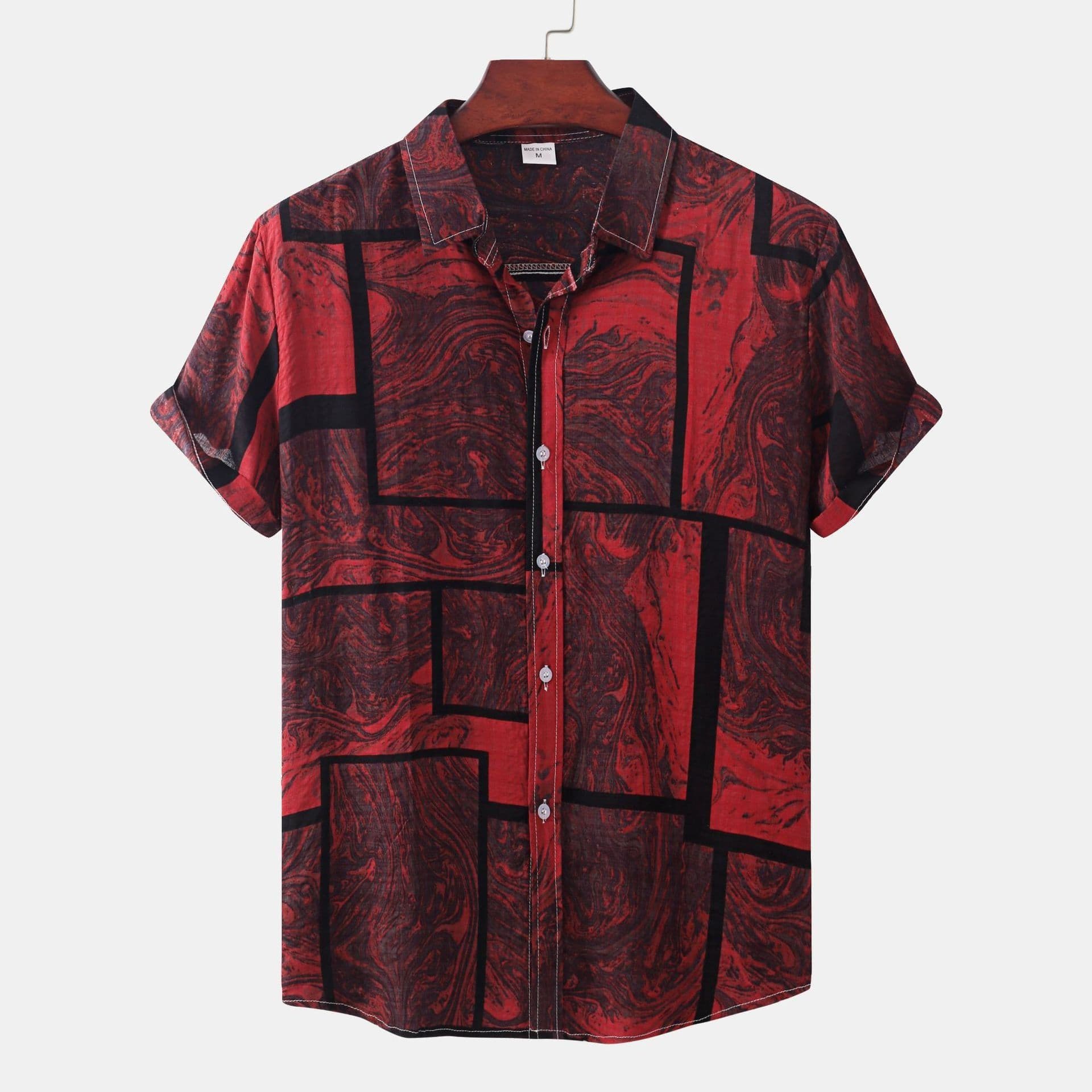 image-Cross-border foreign trade AliExpress EBAY European station new men's shirt Hawaiian print short-sleeved top loose and trendy