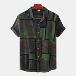 image-Cross-border foreign trade AliExpress EBAY European station new men's shirt Hawaiian print short-sleeved top loose and trendy